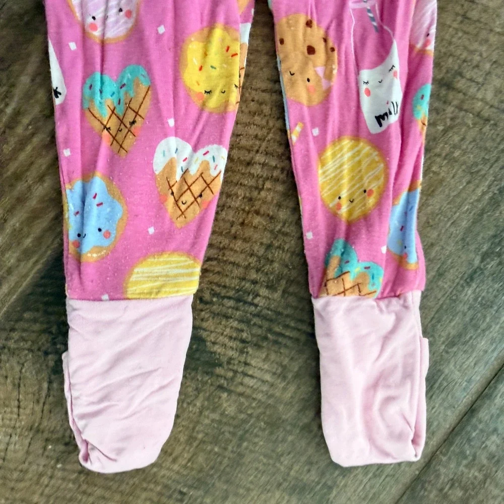 Little Sleepies Baby Cookies & Milk Zippy Footless / Footed Sleeper, Pink,0-3 mo